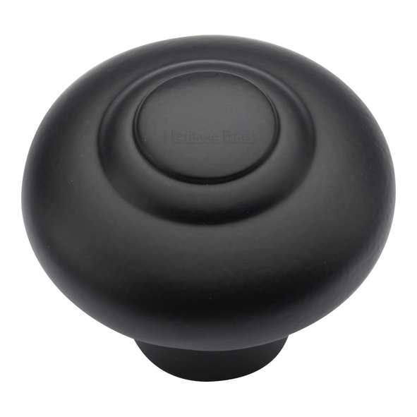 C3985 38-BKMT • 38 x 16 x 32mm • Matt Black • Heritage Brass Ringed Bun Cabinet Knob